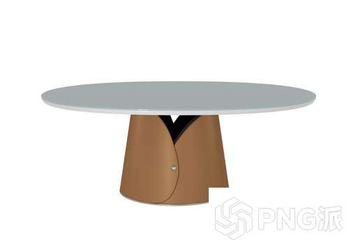 棕铜色圆餐桌3D模型 - PNG派