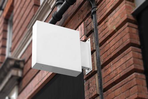 户外悬挂式招牌门头标识PS样机模板 - PNG派