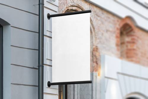 户外悬挂式招牌门头标识PS样机模板 - PNG派