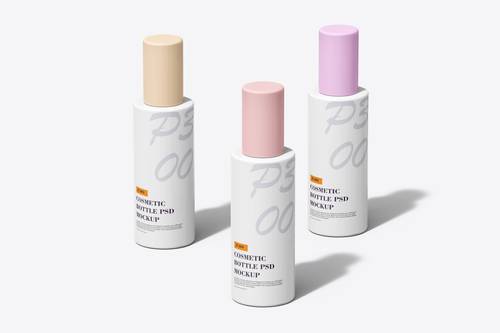 化妆品瓶子包装盒PS样机模板 - PNG派