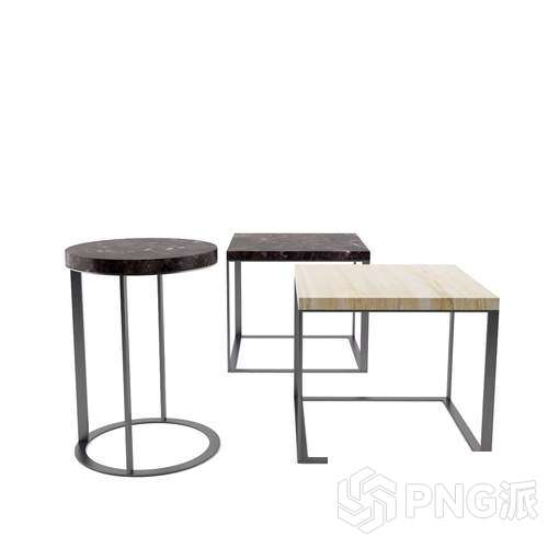 多形态混合材质组合边几3D模型 - PNG派