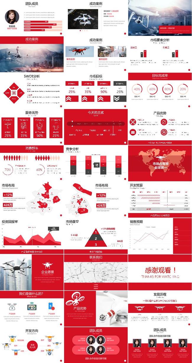 无人机主题PPT模板 - PNG派