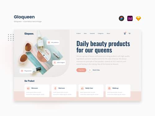 Gloqueen 柔美化妆品英雄形象UI素材 - PNG派