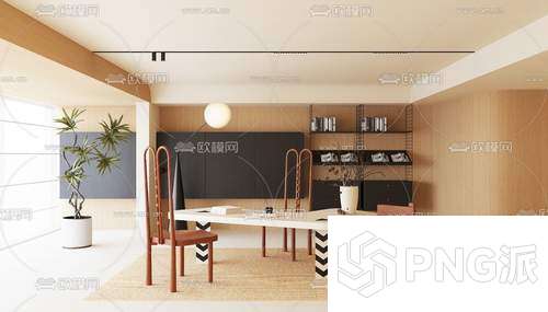 电脑椅书桌办公桌3D模型 - PNG派