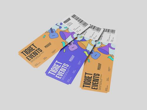 长条形活动门票PS样机模板 - PNG派