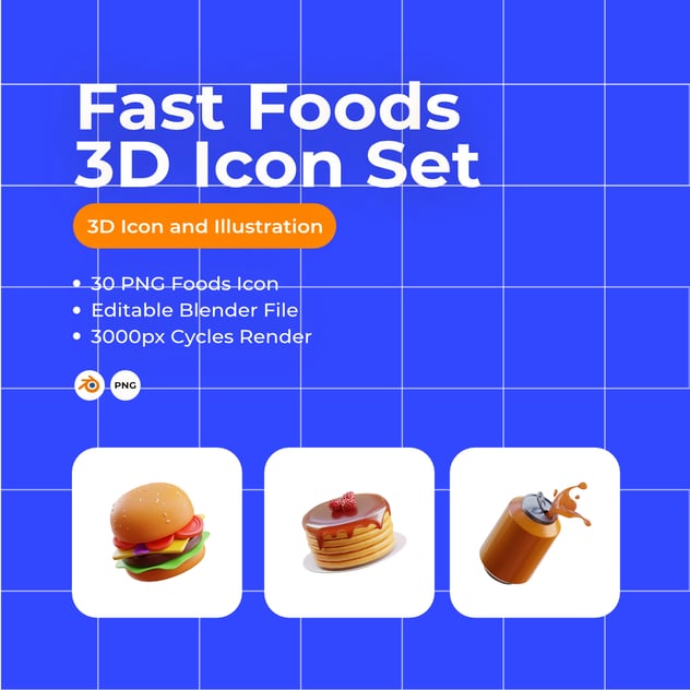 快餐美食3D图标资源包 - PNG派