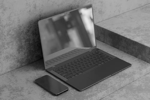 笔记本电脑移动设备展示PS样机模板 - PNG派