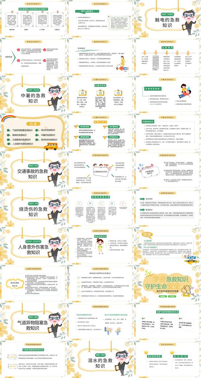 常见急救知识培训PPT模板 - PNG派