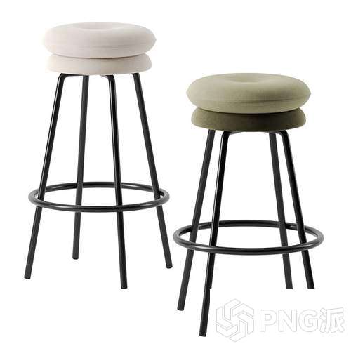 布艺铁艺亚克力吧椅3D模型 - PNG派