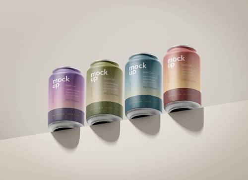 汽水啤酒易拉罐PS样机模板 - PNG派