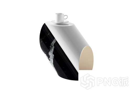 黑白大理石异形底座边几3D模型 - PNG派
