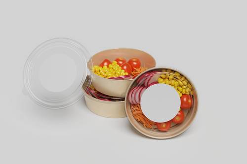 可密封的圆形食品保鲜盒PS样机模板 - PNG派