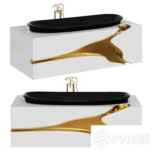 现代浴缸洗手池3D模型 - PNG派