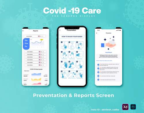 CovidCare病毒追踪应用程序设计挑战UI素材 - PNG派