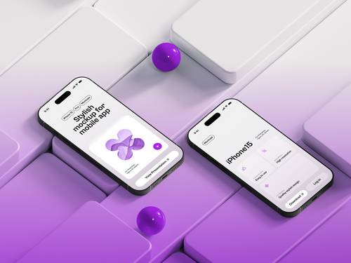 iPhone 15 Pro手机PS样机模板 - PNG派