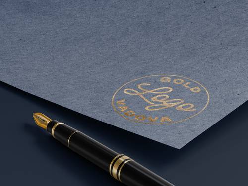 烫金LOGO展示效果PS样机模板 - PNG派