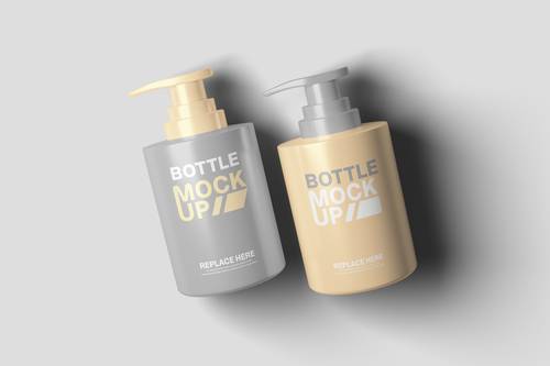 按压式泵头瓶、洗护用品瓶PS样机模板 - PNG派