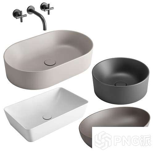 现代浴缸洗手池3D模型 - PNG派