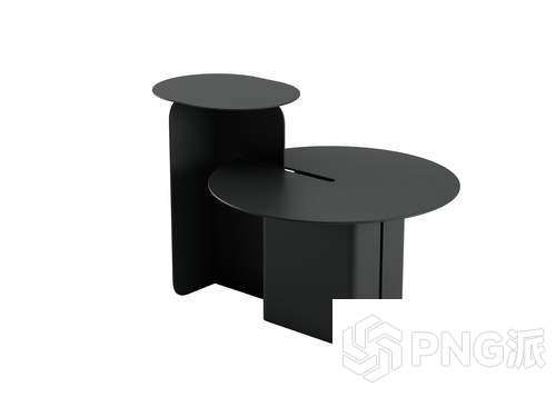 异形拼接黑色双层边几3D模型 - PNG派