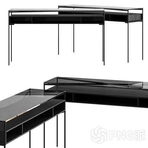 书桌办公桌电脑椅3D模型 - PNG派
