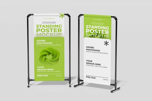 高品质立式带广告位停车占位牌PS样机模板 - PNG派