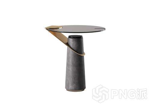 撞色扭曲柱底座圆边几3D模型 - PNG派