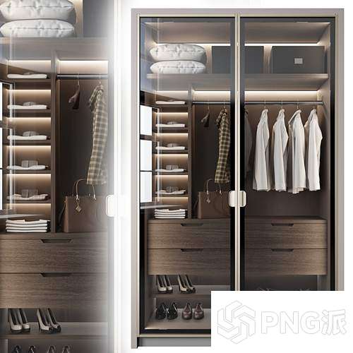 极简衣柜3D模型 - PNG派
