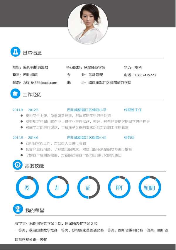 金融管理免费word简历模板免费下载 - PNG派
