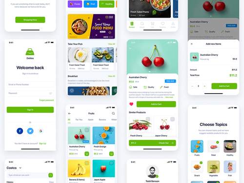 Delites Adobe XD在线杂货和食谱UI工具包 - PNG派