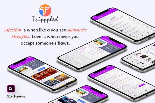 Tripppled电影预订移动应用程序UI套件（XD） - PNG派