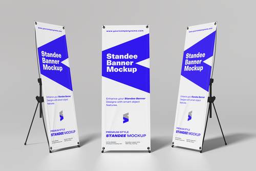 展架易拉宝牌PS样机模板 - PNG派