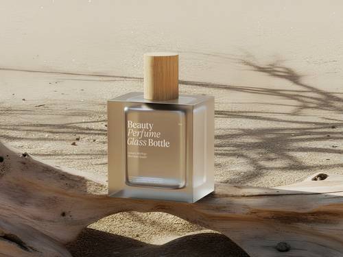 带场景玻璃香水瓶PS样机模板 - PNG派