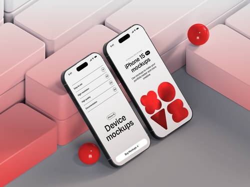 iPhone 15 Pro手机PS样机模板 - PNG派