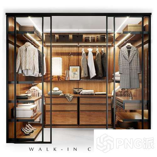 极简衣柜3D模型 - PNG派