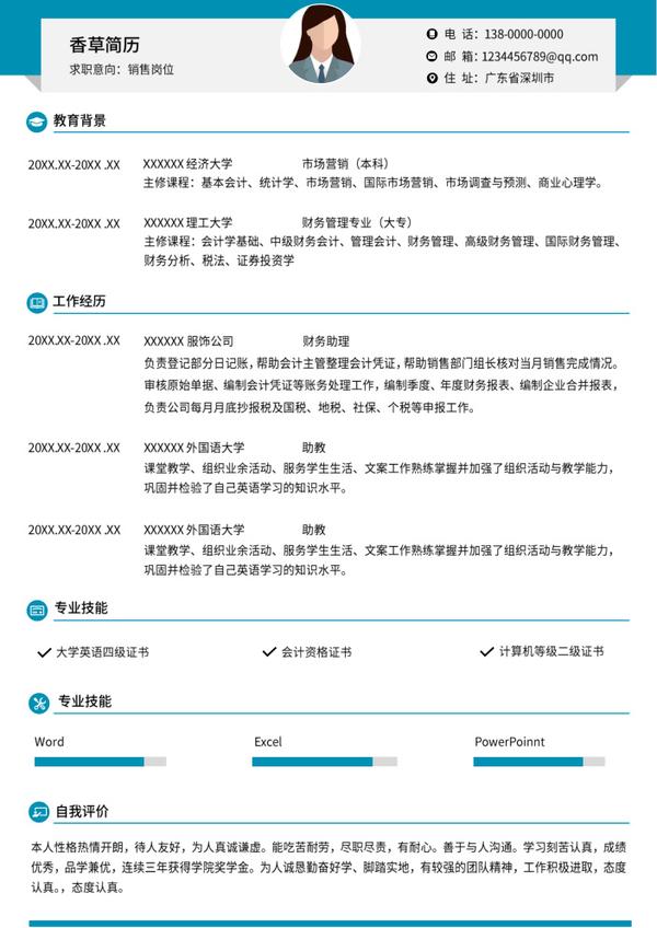 销售业务员求职word简历模板 - PNG派