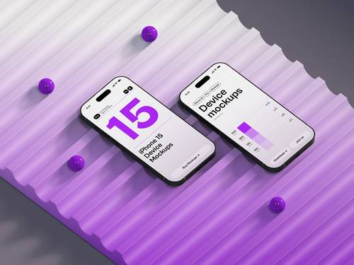 iPhone 15 Pro手机PS样机模板 - PNG派