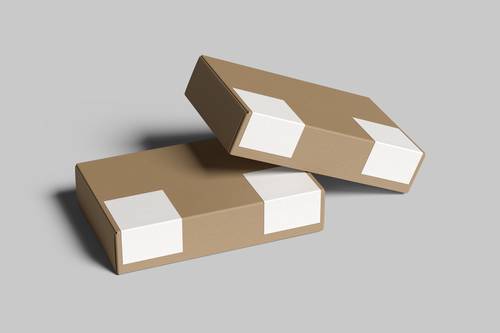 带贴纸牛皮纸包装盒PS样机模板 - PNG派