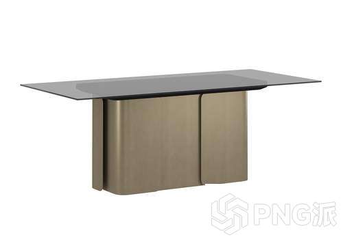 金色双柱长桌3D模型 - PNG派