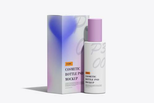 化妆品瓶子包装盒PS样机模板 - PNG派