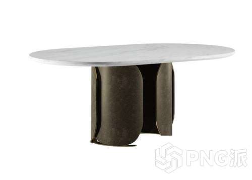 大理石面多弧柱圆餐桌3D模型 - PNG派