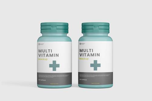 维生素药品包装瓶子PS样机模板 - PNG派