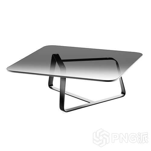 异形金属框架玻璃茶几3D模型 - PNG派
