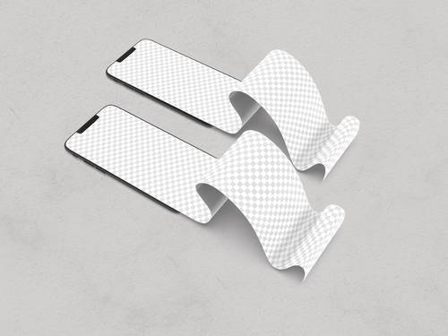 手机溢出长滚动屏幕PS样机模板 - PNG派