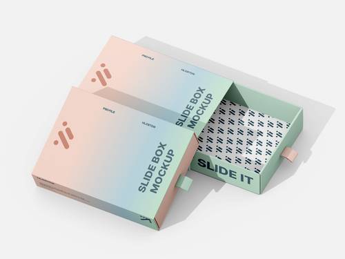 抽拉式包装盒PS样机模板 - PNG派