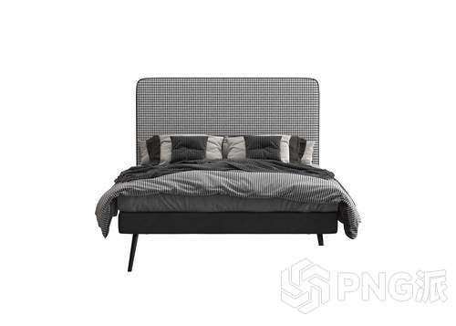 简约床3D模型 - PNG派