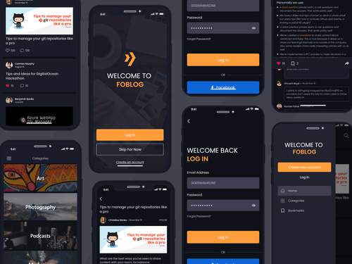 Foblog 新闻与博客应用UI素材 - PNG派
