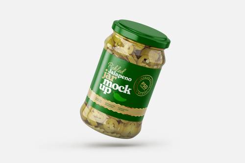腌制食品辣椒酱玻璃罐包装PS样机模板 - PNG派