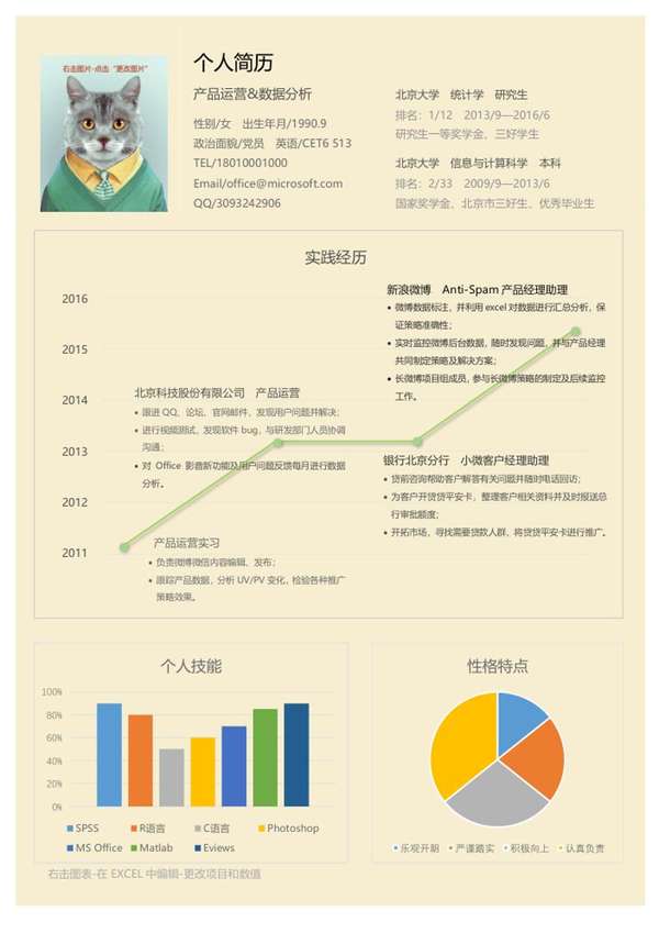 产品运营数据分析求职word简历模板 - PNG派