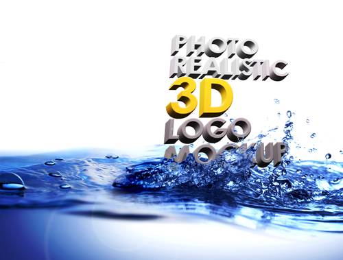 3D水面LOGO标志贴图PS样机模板 - PNG派