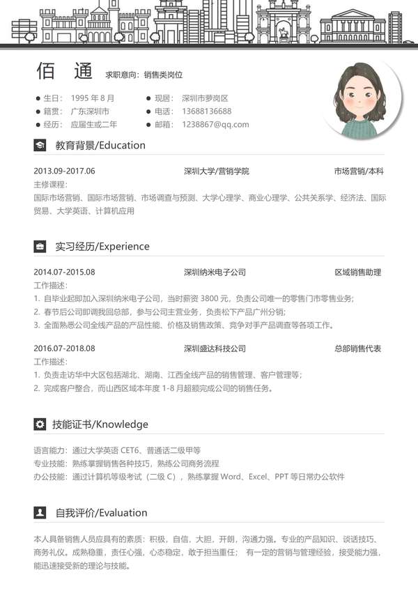 电子产品销售顾问word简历免费下载 - PNG派